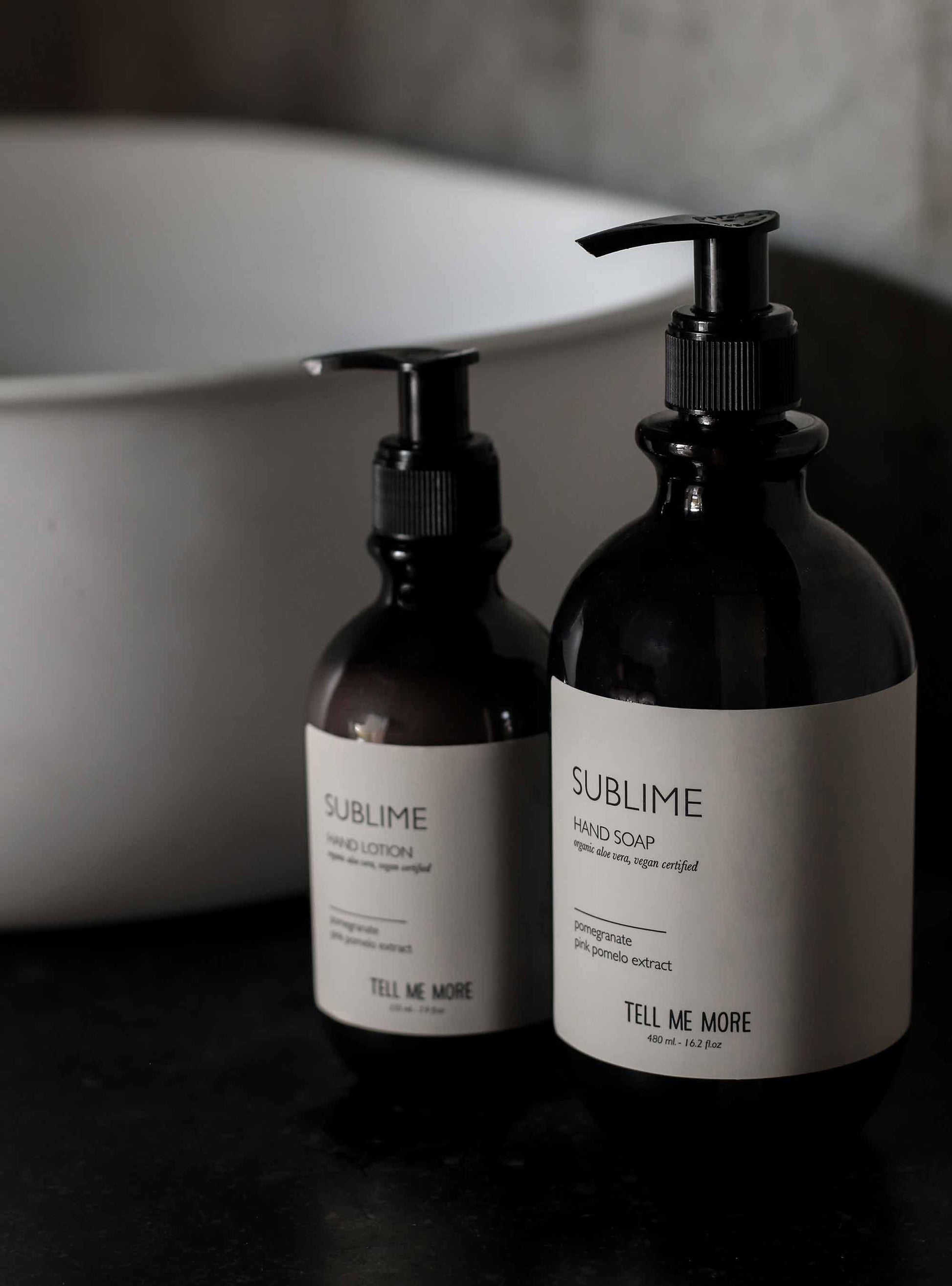 Tell Me More Hand Lotion Sublime 235 ml – Vegan handlotion met biologische aloë vera, framboos en cactus in stijlvolle pompflacon – natuurlijke huidverzorging uit Denemarken